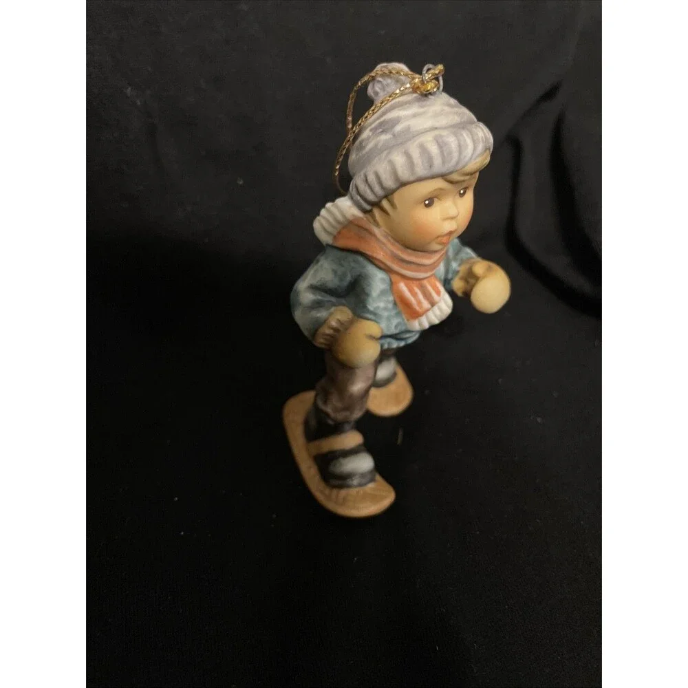 Vintage Studio Hummel Christmas Ornament  1997 Boy w/ Snowshoes On